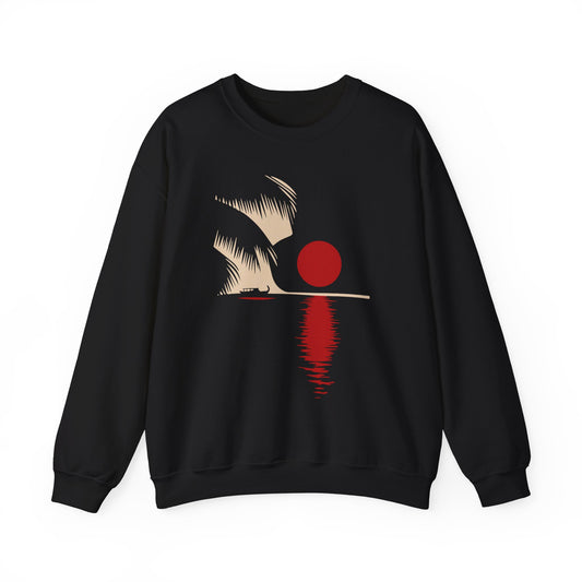 Crimson Dusk - Last Light Red Sun Abstract Art Unisex Sweatshirt