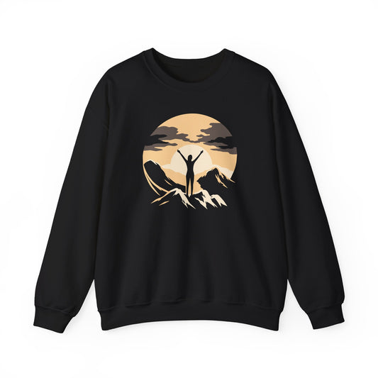 Woman With Arms Raised At Golden Hour Summit Unisex Sweatshirt