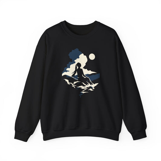 Woman Resting Under Moon Unisex Sweatshirt