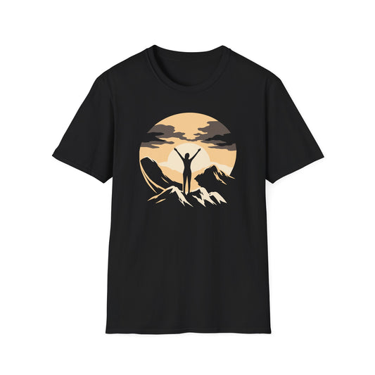 Woman With Arms Raised At Golden Hour Summit Unisex T-Shirt