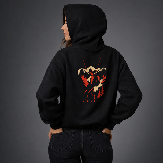 Hiker in Red Trail Mountain Motion Unisex Hoodie