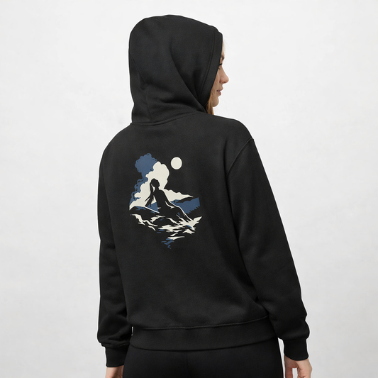 Woman Resting Under Moon Unisex Hoodie